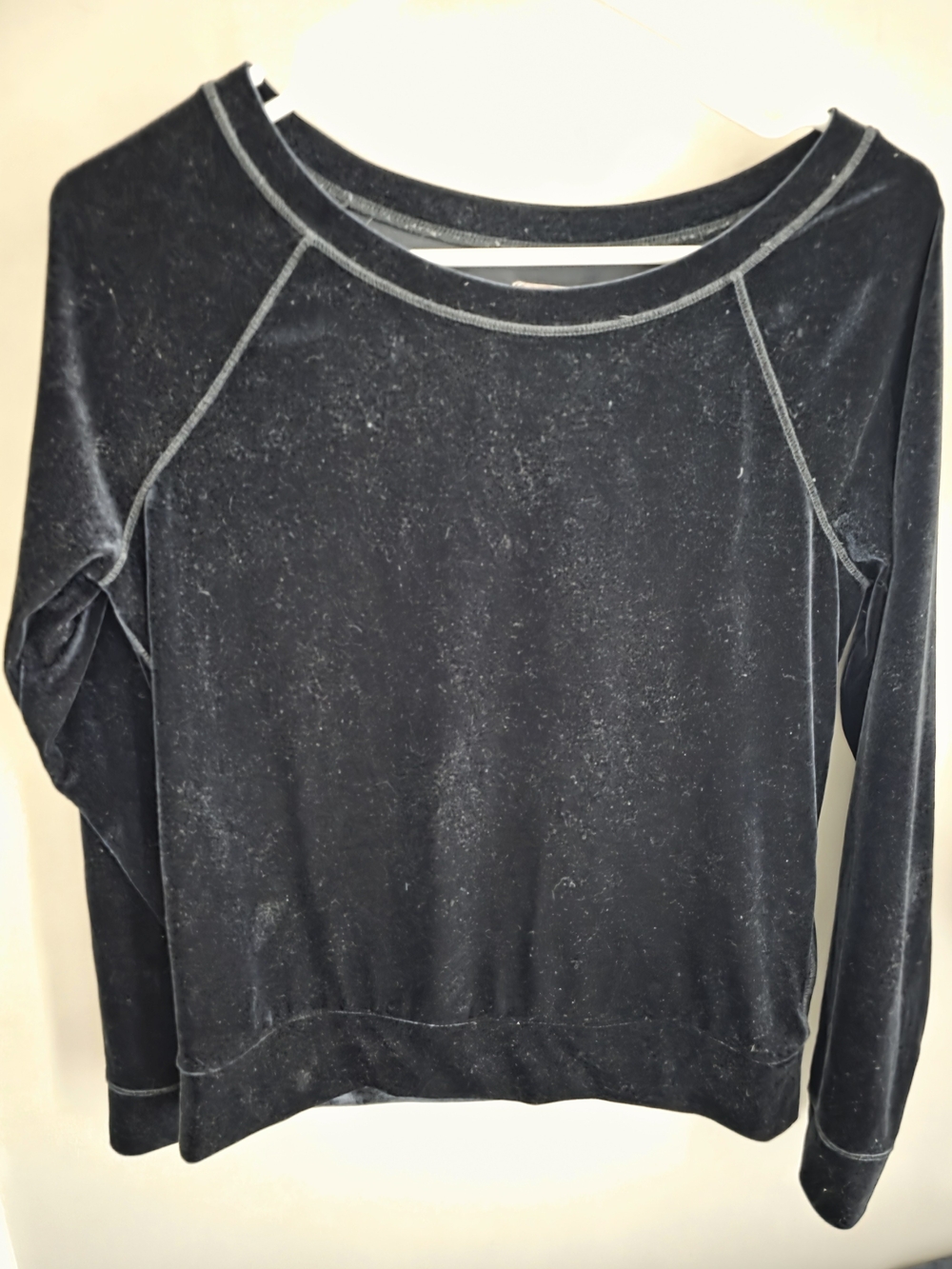 aerie Black Velvet Crewneck Long-Sleeve Top
